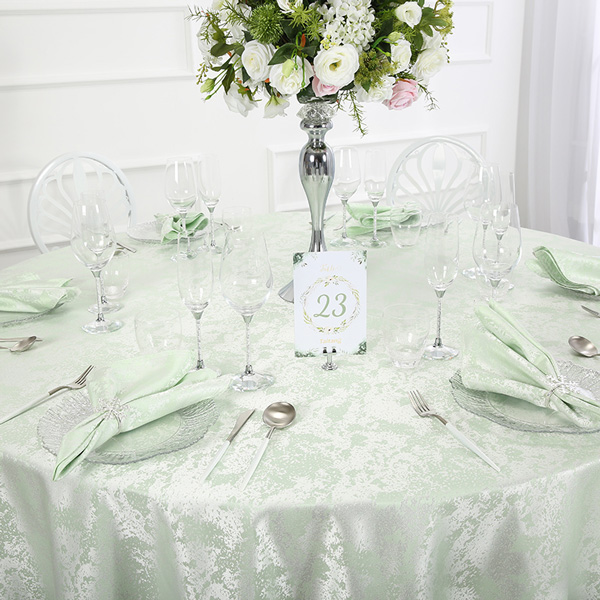 淡绿雪花提花桌布