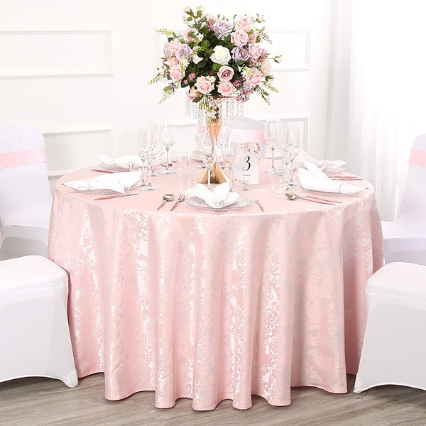 粉色烂漫提花桌布