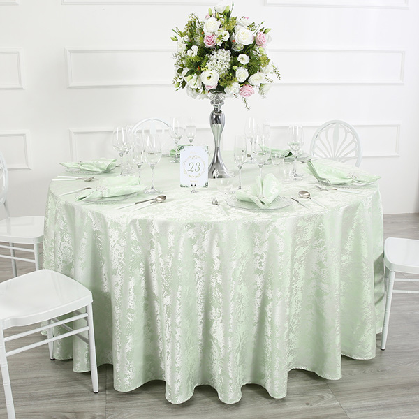 淡绿雪花提花桌布