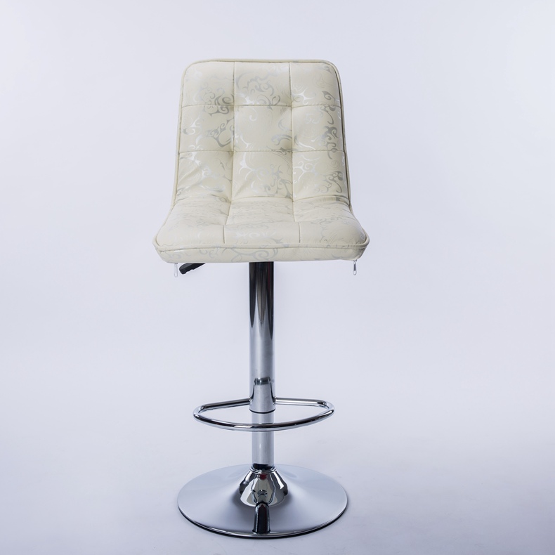 欧式米色升降高脚软包椅