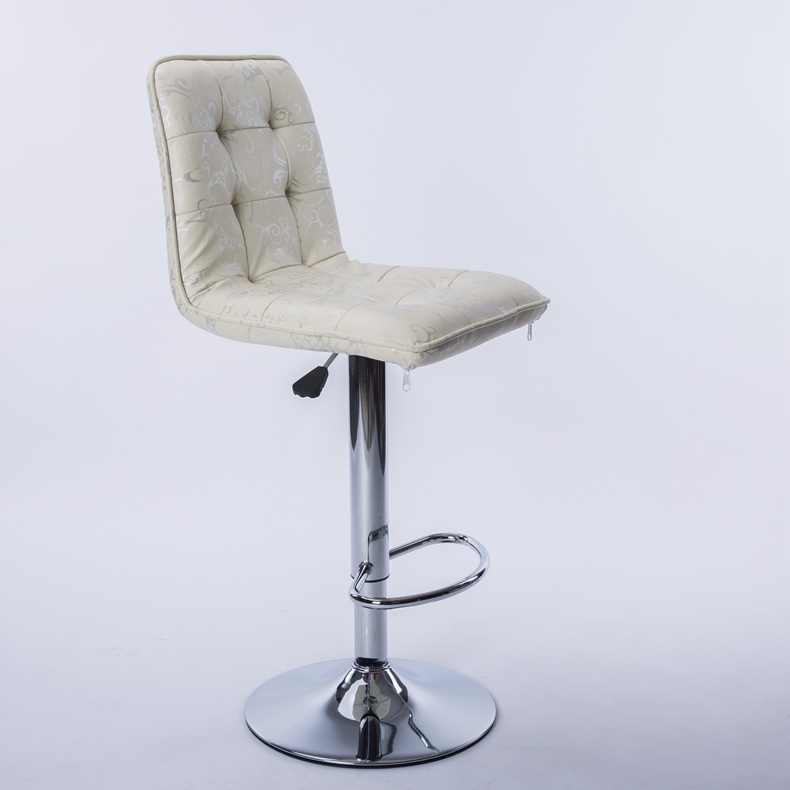 欧式米色升降高脚软包椅