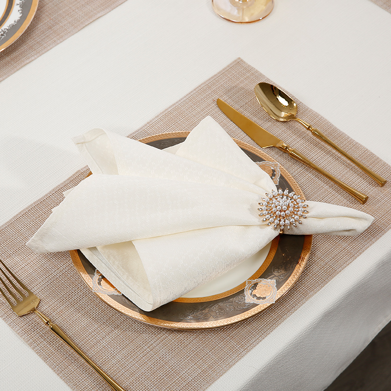 纯色暗纹格纹餐巾布