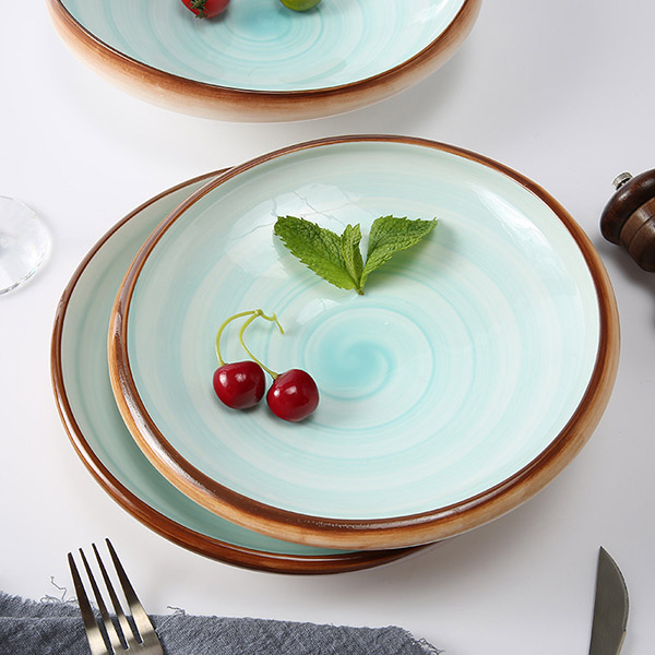 天青色螺旋纹深盘