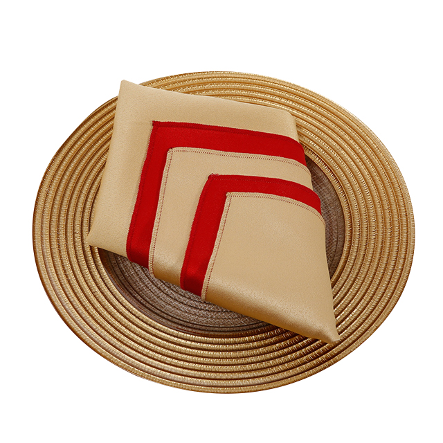 香槟金+红拼色餐巾