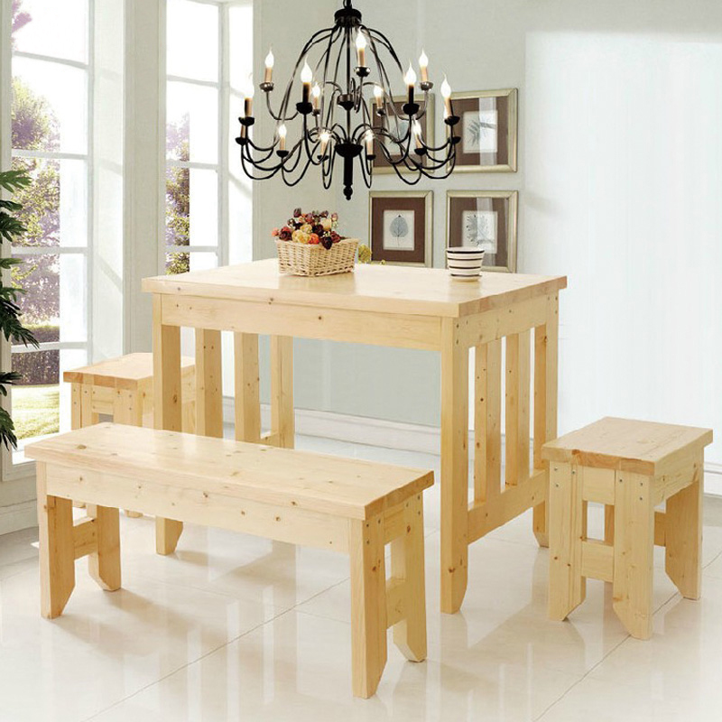 方形实木板餐桌